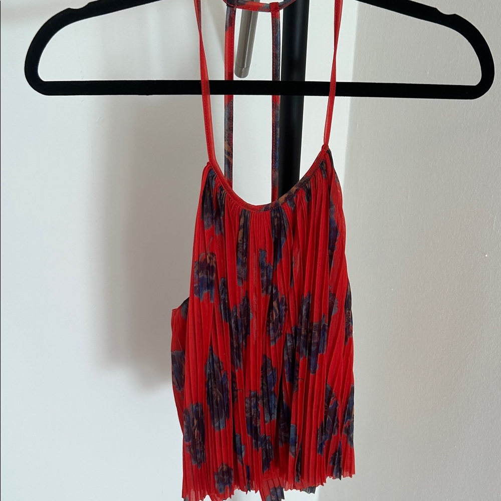 Urban Outfitters Scarlet and Navy Pleated Camisole